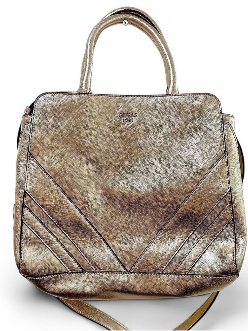 GUESS Metallic Gold Satchel 2-Way Bag